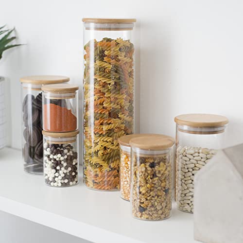 Pote hermético de vidro com tampa de bambu redondo flat 250ml - Oikos
