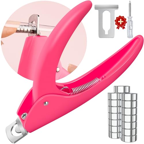 GA&EN Violet Red Premium Adjustable Nail Clippers with Magnets Sizers for Acrylic Nails, Stainless Steel Nail Cutter Trimmer for Artificial Fake False Tips Manicure Sharp Blade Clip Tool for Salon Beauty 15Pcs