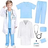 GIFTINBOX Doctor Costume for Kids Doctor Lab Coat for KidsReal Stethoscope, Girls Halloween Costumes age 3-11