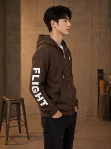 Image of Men's Graphic Zipper Hoodie | Full Sleeve Hooded with Kangaroo Pocket & Drawstring Hood | Casual Regular Fit for Winter, Travel & Everyday Wear