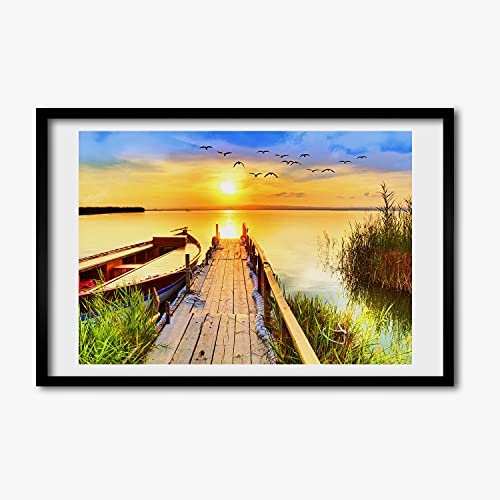 Cadre MDF 60x40 cm Bateau pour habiller un mur vide sans travaux avec un tableau moderne