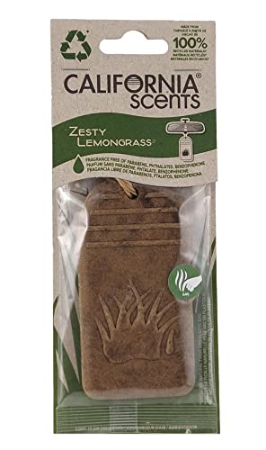 California Scents Hanging 3D Paper: Natural, Environmentally Friendly Car Freshener with Recycled Materials and Strong Odor Eliminator for Automotive Air Freshening (Zesty Lemongrass, 1 Pack)