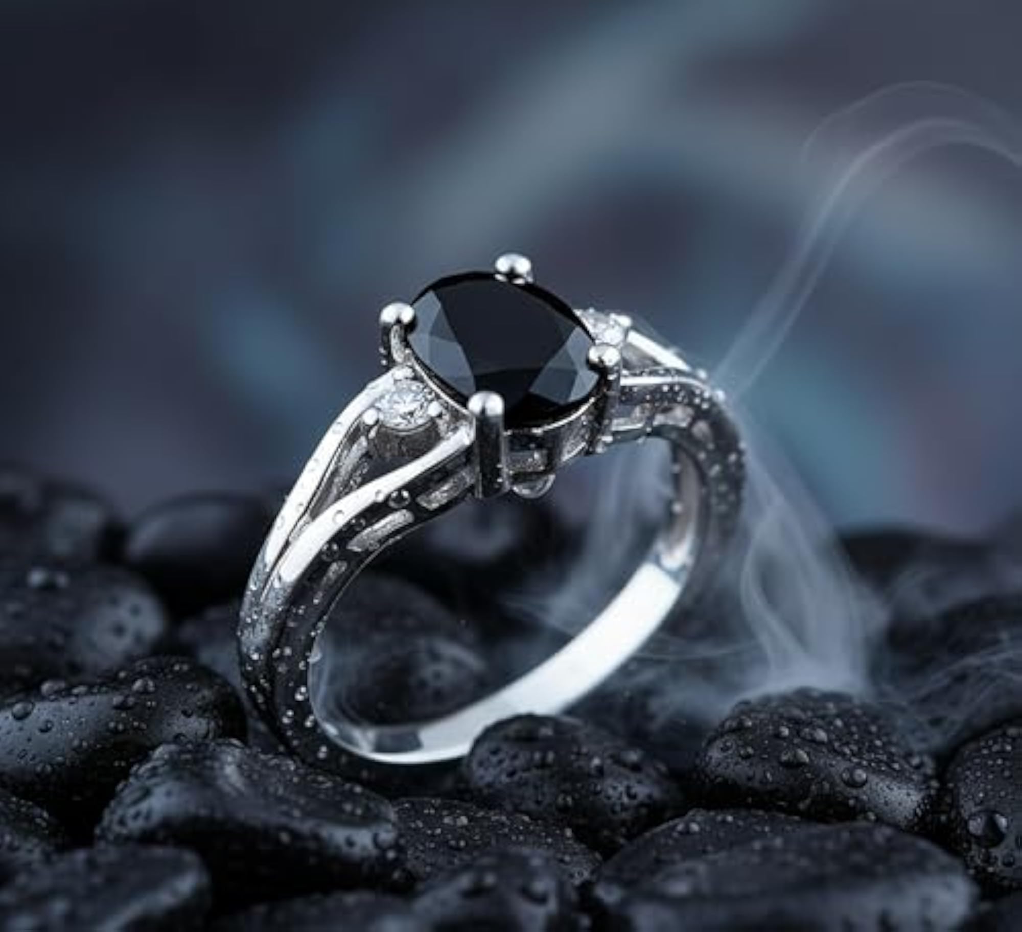 925 Silver Ring with Natural Blue Topaz Stone, Valentine's Gift