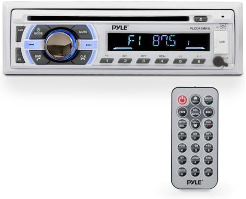 Pyle Boat Bluetooth Marine Stereo Receiver - Marine Head Unit Din Single Stereo Speaker Receiver - Wireless Music Streaming/Hands-Free Calling/CD Player/MP3/USB/AUX/marine AM FM Radio -PLCD43MRB
