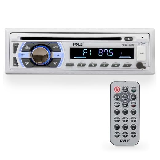 Boat Bluetooth Marine Stereo Receiver - Marine Head Unit Din Single Stereo Speaker Receiver - Wireless Music Streaming/Hands-Free Calling/CD Player/MP3/USB/AUX/ marine AM FM Radio - Pyle PLCD43MRB