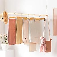 SONGMICS Hosenbügel, 8er Set, Rockbügel aus Holz, mit verstellbaren Clips, rutschfest, für Hosen, Shorts und Röcke, naturfarben CRW009N01 – Ansicht 2