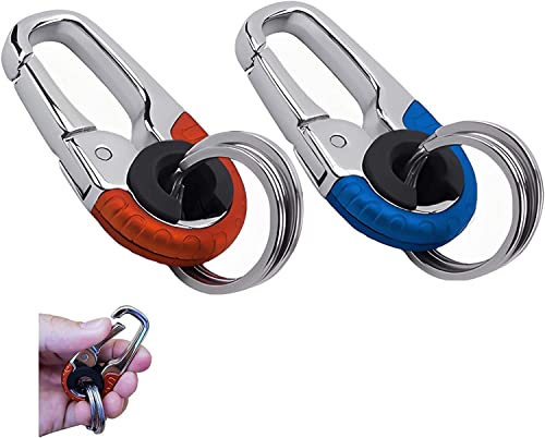 Oimtue Creative Stainless Steel Keychain, 2023 Car Interior Stainless Steel Keychain, Men Car Key Chain, Mens Car Key Chain (Orang-Blue 2Pcs) #TOP24