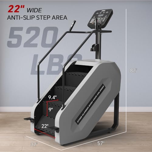 SPART Stair Climber with LED Screen, Commercial Grade Stepmill Exercise Machine, 15 Speed Levels Stair Climber Stepping Machine for Cardio and Lower Body Workouts, 15-164 Steps/Minute, Gray