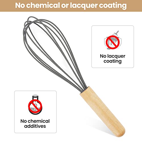 Silicone Whisk With Wood Handle, Easy Whisk, Silicone Whisks For Cooking, Silicone Cooking Utensils, Heat Resistant #TOP3