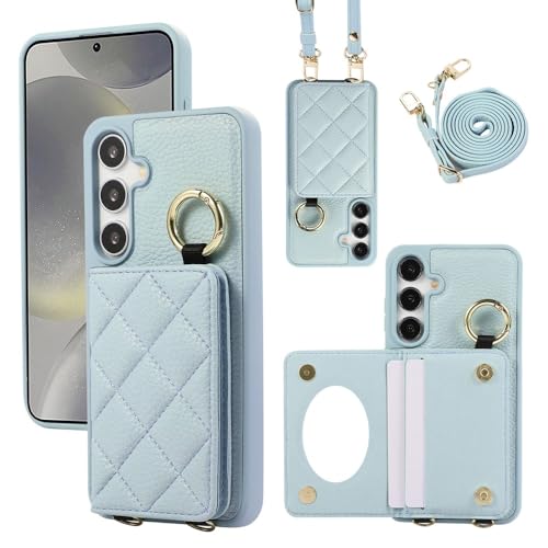 Housse de protection Samsung S23 avec étui portefeuille cuir bleu
