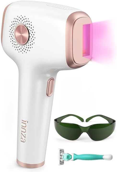 INNZA IPL Hair Remval Device with Ice Cooling Function,999999 Flashes 9 Level Painless Long Lasting Hair Remover System for Facial,Bikini,Body (White)