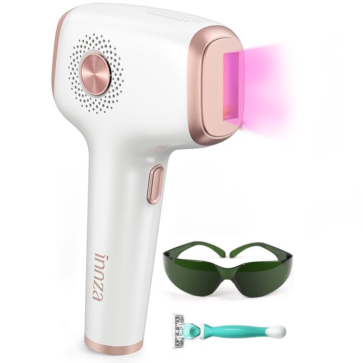 INNZA IPL Hair Remval Device with Ice Cooling Function,999999 Flashes 9 Level Painless Long Lasting Hair Remover System for Facial,Bikini,Body (White)
