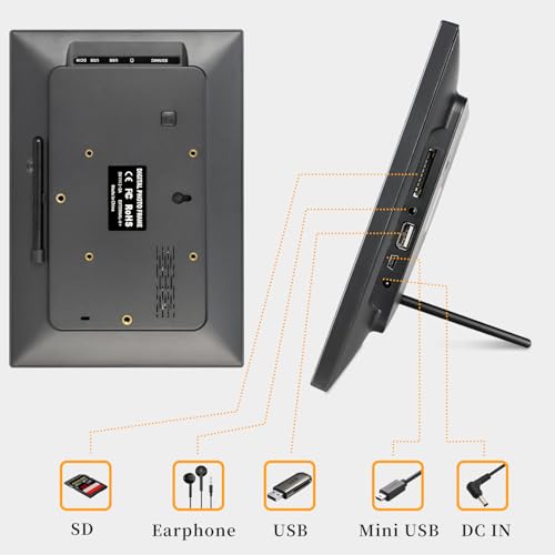 Frameo 10.1 Inch Smart WiFi Digital Photo Frame,Digital Picture Frame with 16GB Storage & SD Slot, Electronic Picture Frame IPS Touch Screen with Auto-Rotate, Frameo Digital Frame WiFi - Black