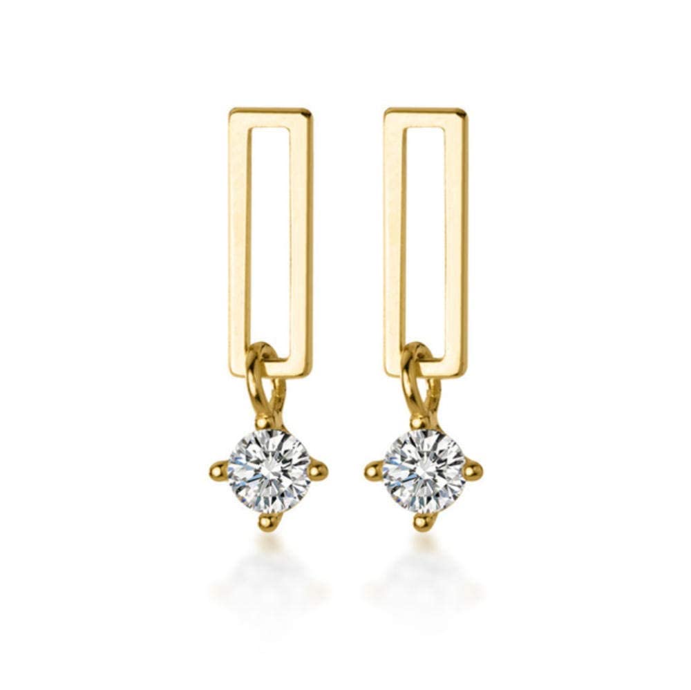 Pendientes de circonita brillante con diseño dulce de tira hueca para mujer 5