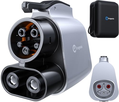 Ecogenix Tesla Supercharger to CCS1 Charger Adapter, Max 500A 1000V NACS to CCS EV Fast Charge Adapter Compatible with Tesla Supercharger - for Ford, Rivian, GM, Volvo, Nissan, MB, EVs Only(Sliver)