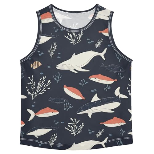 Boys Tank Top Shirts Whale Cartoon Ocean Life Sleeveless T-Shirts Crew Neck for Kids Clothing Children