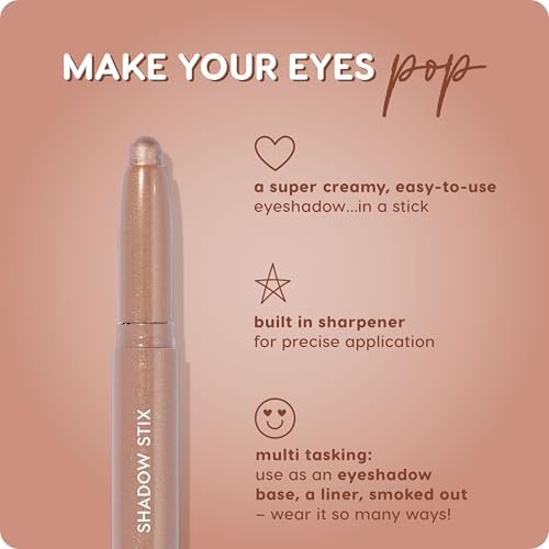 ColourPop Shadow Stix - Cream Eyeshadow Stick with Long-Lasting Color - Multi-Use Cream Makeup with a Built-In Sharpener & Precise Tip for Easy Application - Socialite (0.05 oz) - 3