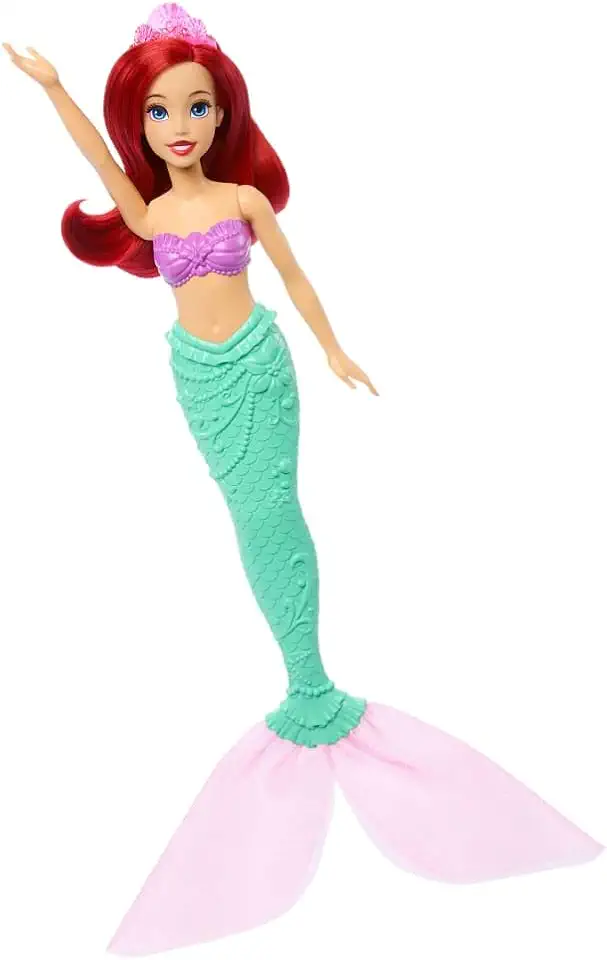 Disney Princesa Ariel Sereia, Boneca Articulada Com Cabelos Vermelhos, Cauda Rosa E Tiara Removível, Inspirada No Filme A Pequena Sereia