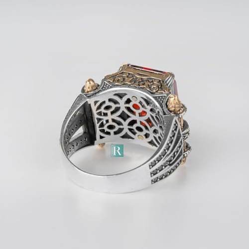 istrev Kırmızı Zirkon Taşı 925 Ayar Gümüş Erkek Yüzük Yeni Tasarım Takı (21) - Görsel 5