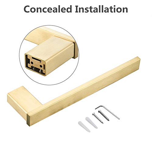 Weiko Gold Towel Holder, Bathroom Hand Towel Ring Brushed Gold Wall Mount Short Towel Bar Stainless Steel Square #TOP3