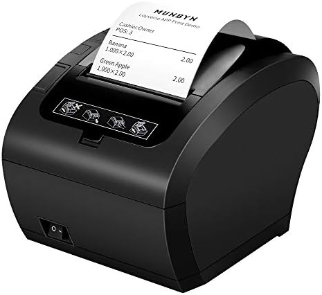 MUNBYN 80MM Thermal Printer, Receipt Printer, Android POS Cashier Printer with USB Serial Ethernet/LAN Port for Restaurant, Shop, ESC/POS Support Windows, Mac, Linux, Chrome OS