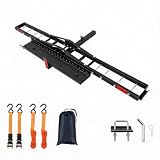 Motorradträger Für Anhängerkupplung 50 mm, Aus Stahl, 272 kg Tragkraft, Verstellbare Radwippe, Anti-Rassel-Stabilisator, Inkl. Spanngurte Und Aufbewahrungstasche