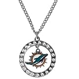 NFL Miami Dolphins Womens Siskiyou SportsRhinestone Hoop Necklaces, Silver, One Size