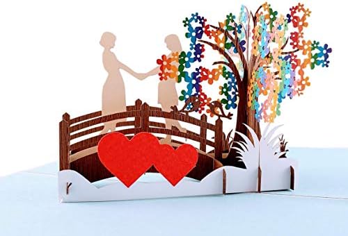 iGifts And Cards Awesome Lesbian Couple True Love 3D Pop Up Greeting Card - Wedding, Marriage, Engagement, Anniversary, Half-Fold, Pride, Lovers, Women, Brides, Wives, LGBT, Romantic, Rainbow, Unique