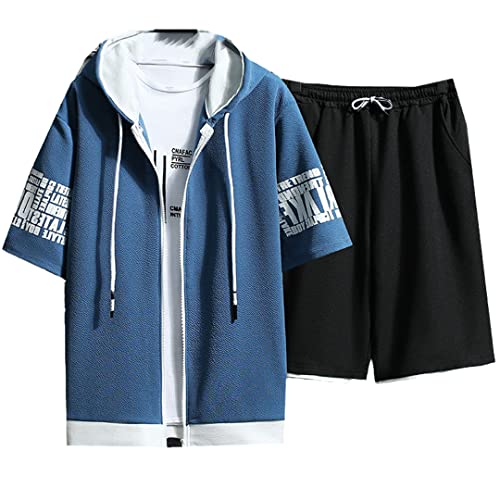 Survêtement d'été zippé homme AXEBHPED bleu S qui régule la chaleur avec style