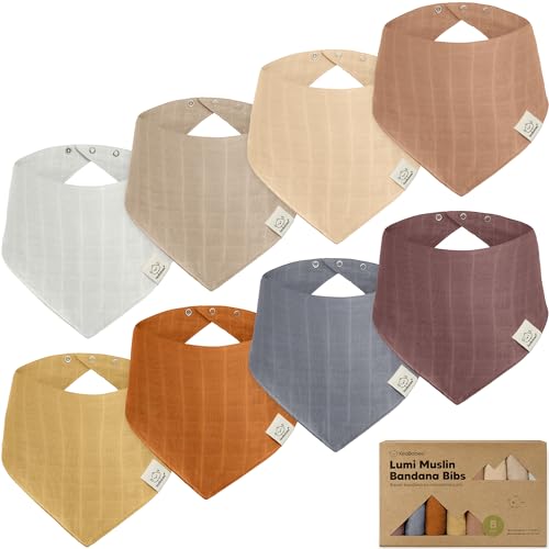 Image of 8-Pack Muslin Bibs, Baby Bibs for Boys, Girls - Bandana Bibs, Muslin Baby Bibs, Baby Girl Bibs, Baby Boy Bibs, Baby Drool Bibs, Newborn Bibs, Drooling, Teething Bibs, Infant Bibs, Unisex Bibs (Spice)