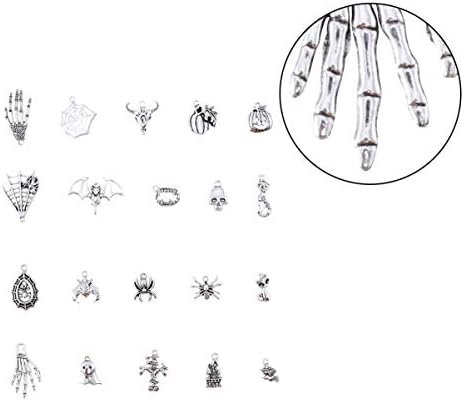 HEALLILY 100pcs Halloween Charm Pendants Skeleton Skull Pumpkin Spider Ghost Jewelry Pendants Halloween Charms for Jewelry Making DIY Crafting