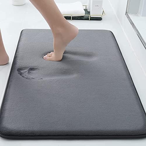 Smiry Non-Slip Toilet Mat, 50 x 60 cm, Extra Soft U-Shape Pedestal Mat for Toilet, Absorbent Memory Foam Bath Contour Mat, Machine-Washable Dry Solid Bathroom Toilet Mat for Floor, Navy Blue
