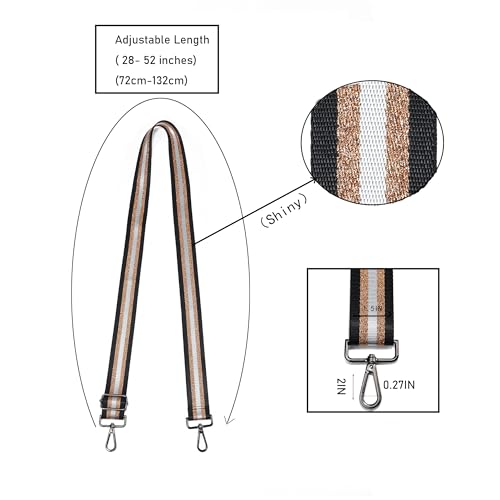 Image of LVYOUME Purse Strap Silver Hardware Wide Bag Straps Replacement Crossbody Adjustable Shoulder Strap for Purses