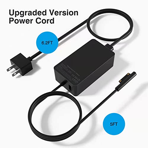 [Upgraded Version] Surface Pro Charger 65W For Surface Pro 3/4/5/6/7/8/9/X Power Supply Adapter, Compatible For Both Microsoft Surface Book Laptop/Tablet，Works With 65W&44W&36W&24W (6.6 Ft Cord) #TOP4