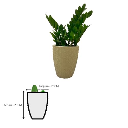 VASO POLIETILENO COLUNA BERLIAN GOLD 3D DECORATIVO P/PLANTAS/JARDINS/ESCRITÓRIOS (BEGE)