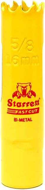 Starrett HSS Bi-Metal Hole Saw - FCH0058 Fast Cut Extra Cobalt Hole Saw - For Stainless Mild Sheet Wood Plastic Various Materials - 16mm