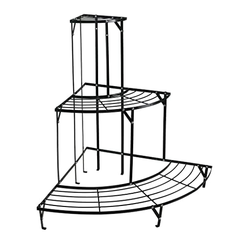 Spetebo Metall Eck Blumenregal schwarz 75 x 60 cm - halbrund -...