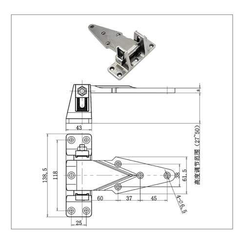 Charnière robuste inox 304 pour stabiliser la porte du four d'essai - 6