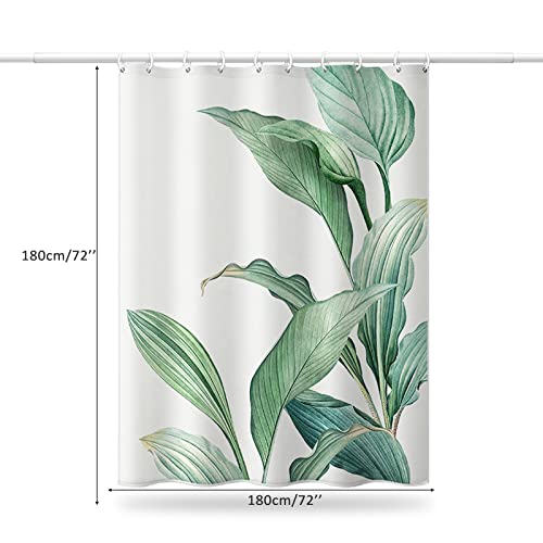 Niidder Shower Curtain, Banana Leaf Shower Curtain Fabric Green Leaf Shower Curtain, Weighted Hem, With 12 Hooks, Shower Curtains For Bathroom Waterproof Shower Curtain (72 "X 72") #TOP4