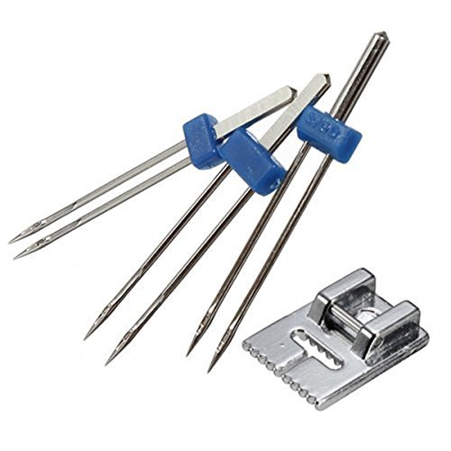 3 PCS Sewing Machine Double Twin Needles Pin + Pintuck 9 Grooves Presser Foot