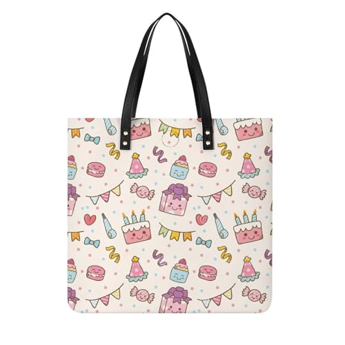 Tote bag pour voyage à motif gâteau d'anniversaire grand sac à bandoulière en tissu pour femme