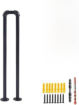 U-Shaped Stair Handrail,Hand Rails for Outdoor Steps,Stair Handrail, Indoor Stair Railing,Matte Black U Shaped Handrails for Indoor Stairs,Non-Slip Stair Railing Handrail Black, 33.46in/85cm 1Pcs