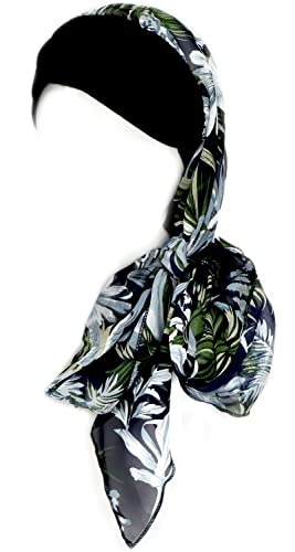 Headwear For Women Sleep Beanie Head Scarf For Bald Wraps Cancer Hats Turbans,Navy/Green Flower #TOP4