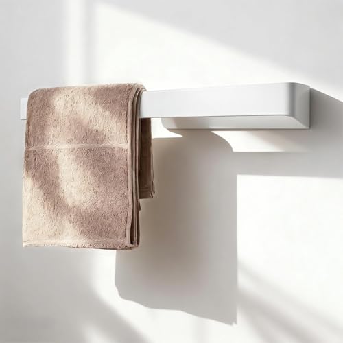 ATTEEFI Appendi Asciugamani Bagno, 37 cm Portasciugamani Parete Braccia, Bianco, Braccio Singolo Barra Asciugamano, con Accessori di Montaggio, per Cucine e Bagni