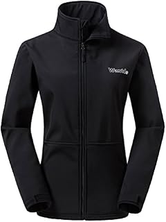 Wantdo Women's Waterproof Softshell Fleece Jacket Windproof Spring Coat Black L
