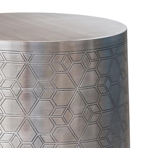 SIMPLIHOME Johnsen Metal Table - 15 inch Wide Solid Iron Round Accent Table in Antique Silver, Boho Side or End Table for Living Room or Bedroom with Etched Geometric Pattern, Assembled by SIMPLIHOME - Image 9