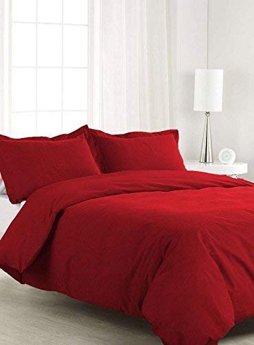 Decent Collection Authentic Heavy 1500-TC Super Soft Egyptian Cotton, Solid Pattern 1-PC Duvet Cover with Zipper Closure with Cornor Ties (Super King, Burgundy)