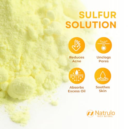 Natrulo Sulfur Face Mask – All Natural Brightening Facial Clay Mask Powder – Glowing Skincare for Oily & Blemish-Prone Looking Skin – Sulphur & Bentonite Clay Absorb Excess Oil and Cleanse Pores, Made in USA