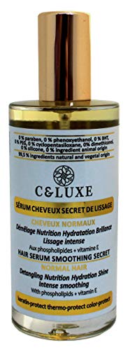 Sérum Cheveux lissant: CHEVEUX NORMAUX : phospholipides, kératine protect, VEGAN, SANS SILICONE, sans parabène: lissage, hydratation, brillance, démêlage, thermo-protecteur, spray 50ml.