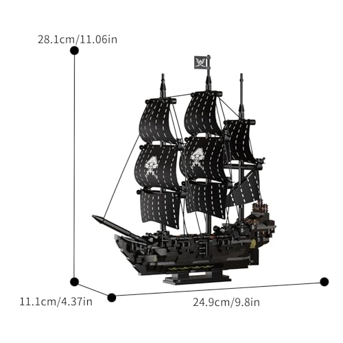 Image of SKY LINE OCEAN Dark Pearl Pirate Ship Building Blocks Set - 774+ Pcs Creator Architecture Corsair Ship Model, STEM Construction Toy for Kids & Adults | 5 Year Structural Warranty